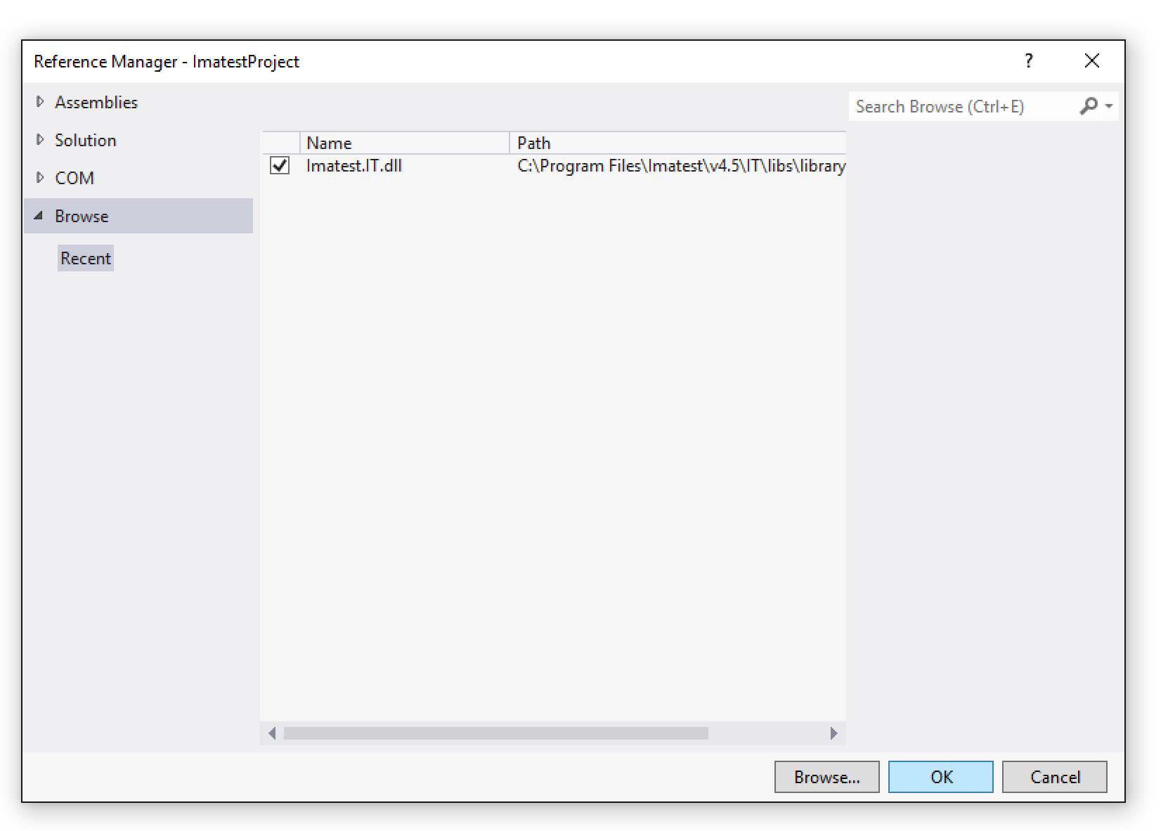 DotNet Acquisition - Reference Manager Imatest.IT dll Added